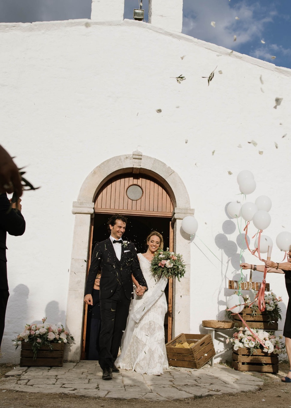 Petal toss for the newlyweds