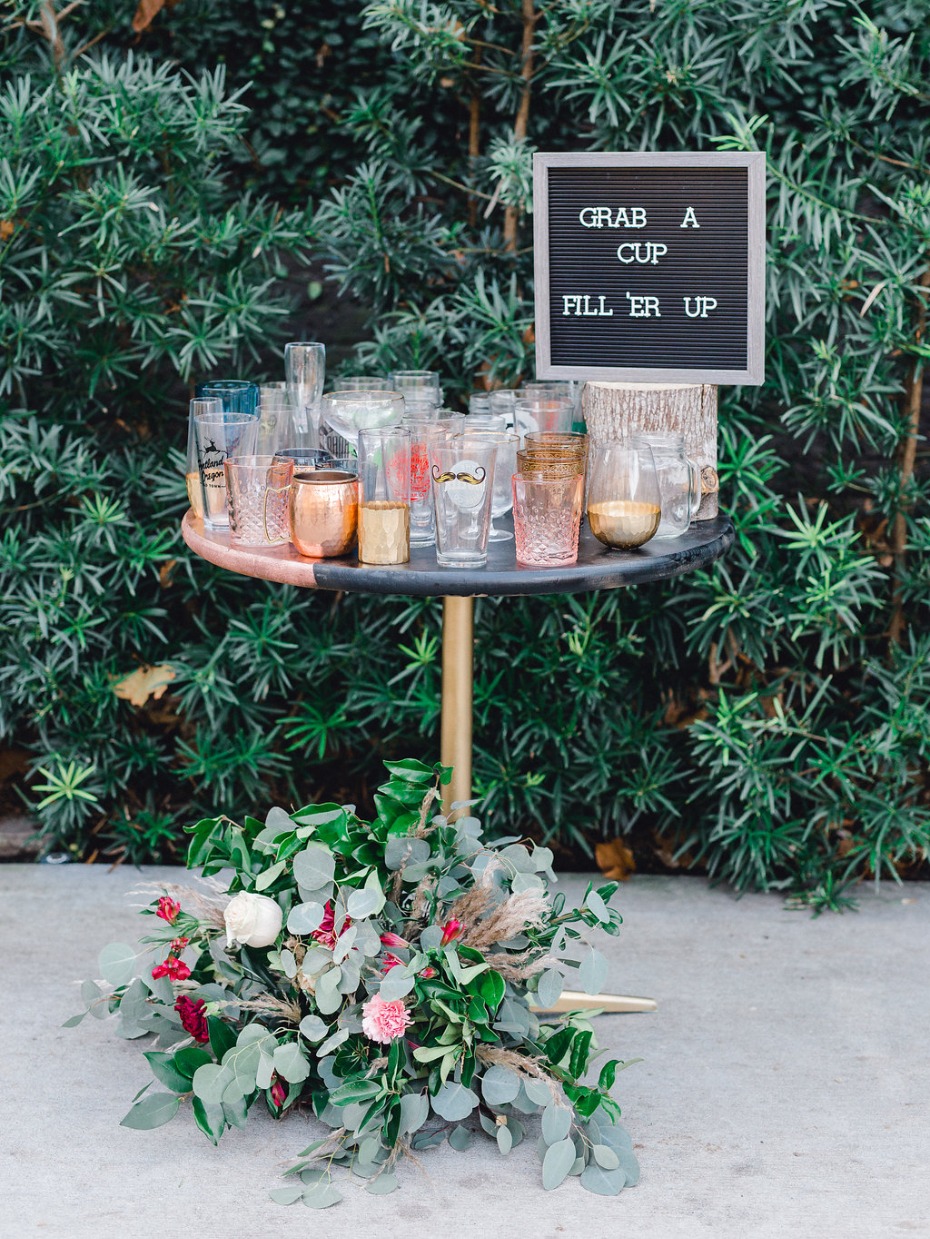 Grab a cup and fill 'er up station for a wedding
