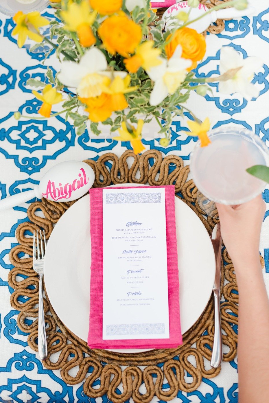 bright and exciting fiesta themed table setting
