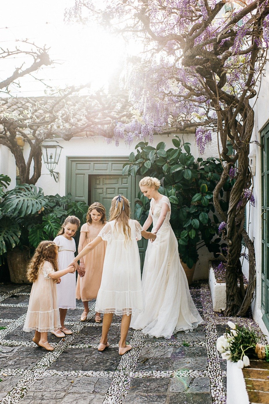 the bride and flower girls