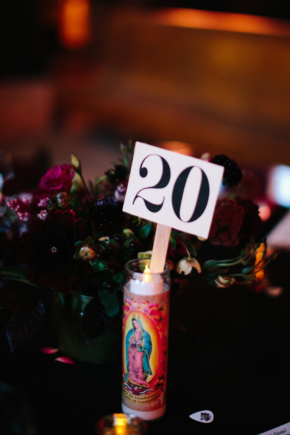 Catholic candle table number idea