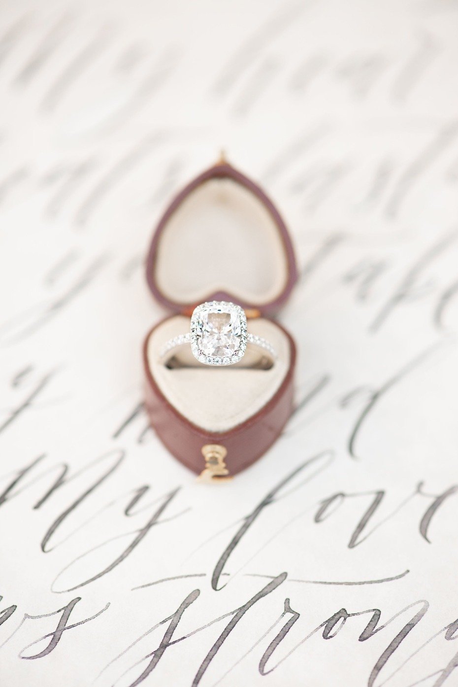 wedding ring and heart shaped ring box