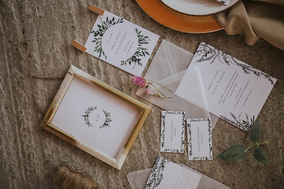 organic style wedding stationery