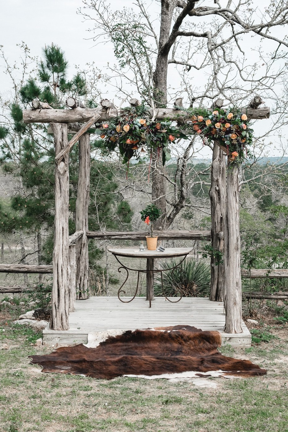 Rustic ceremony arbor