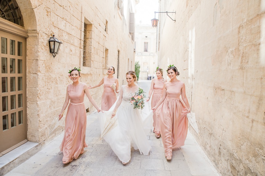 Bridesmaids in blush