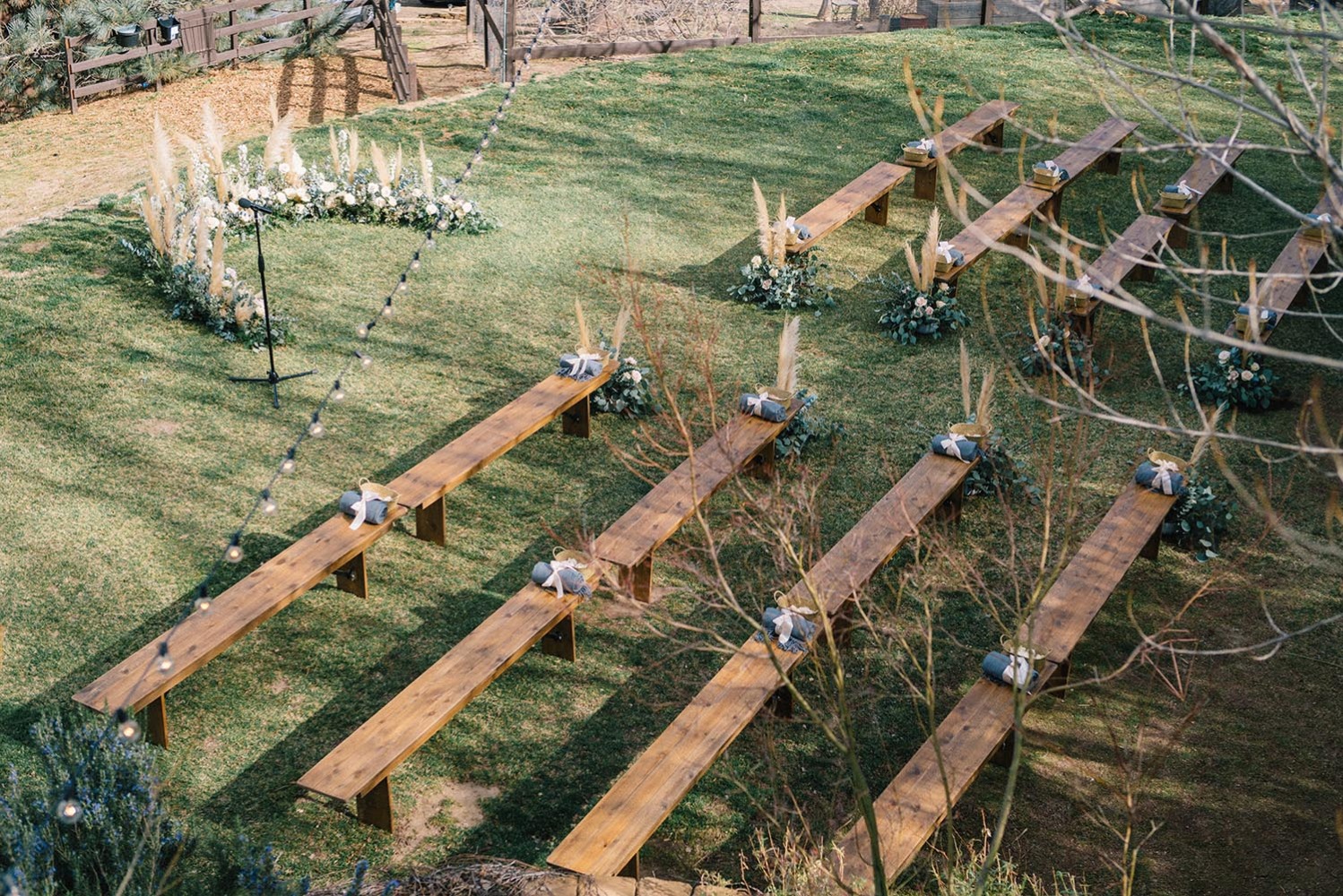 rustic chic wedding ceremony decor outside