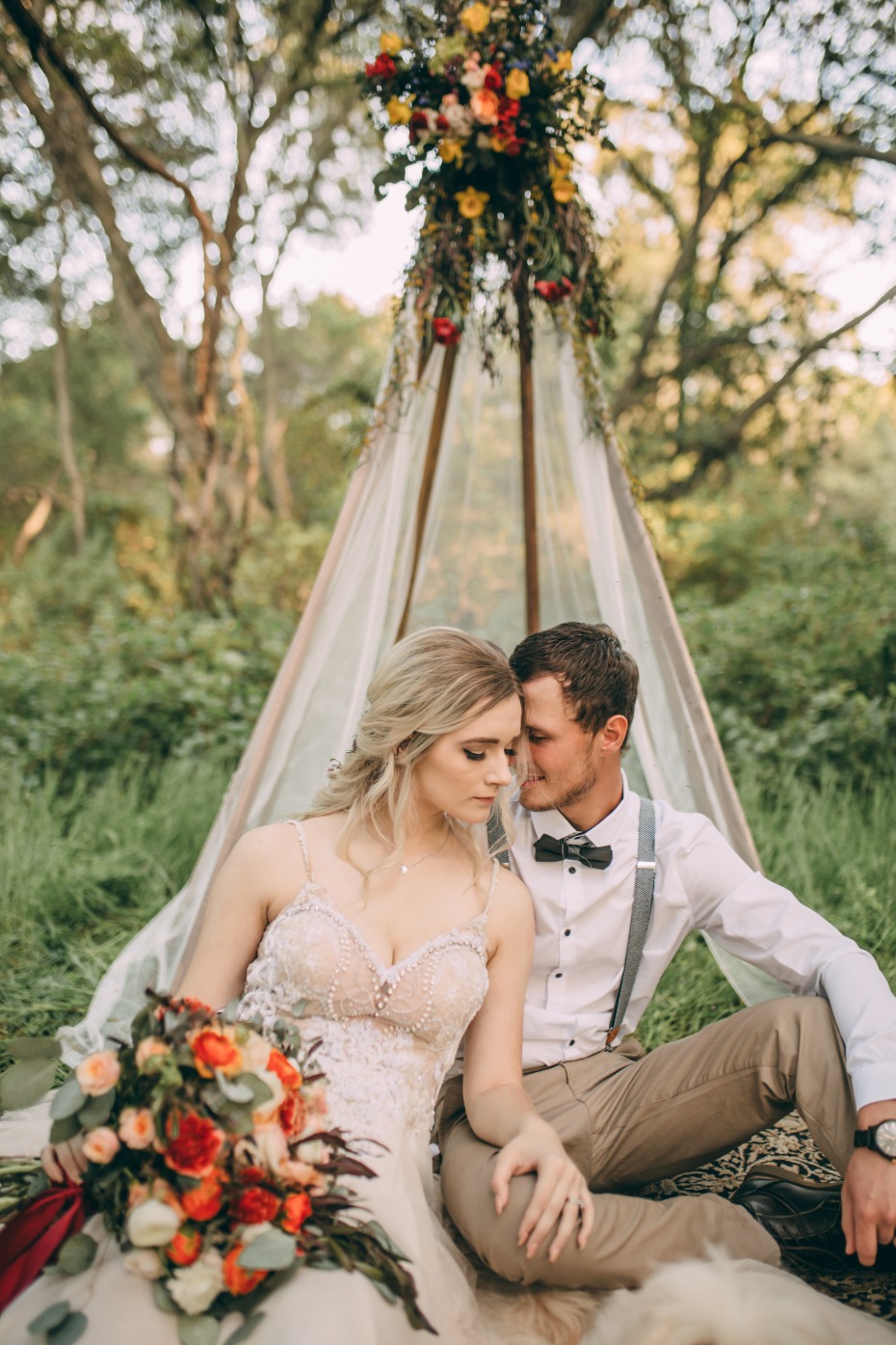 This Boho-Style Elopement Shoot at Folsom Lake Is Tee-Pee(p)-Worthy