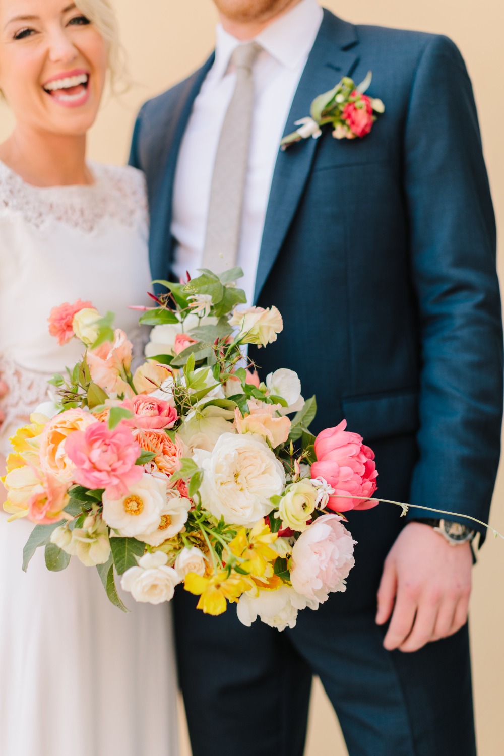 wedding bouquet and boutonniere