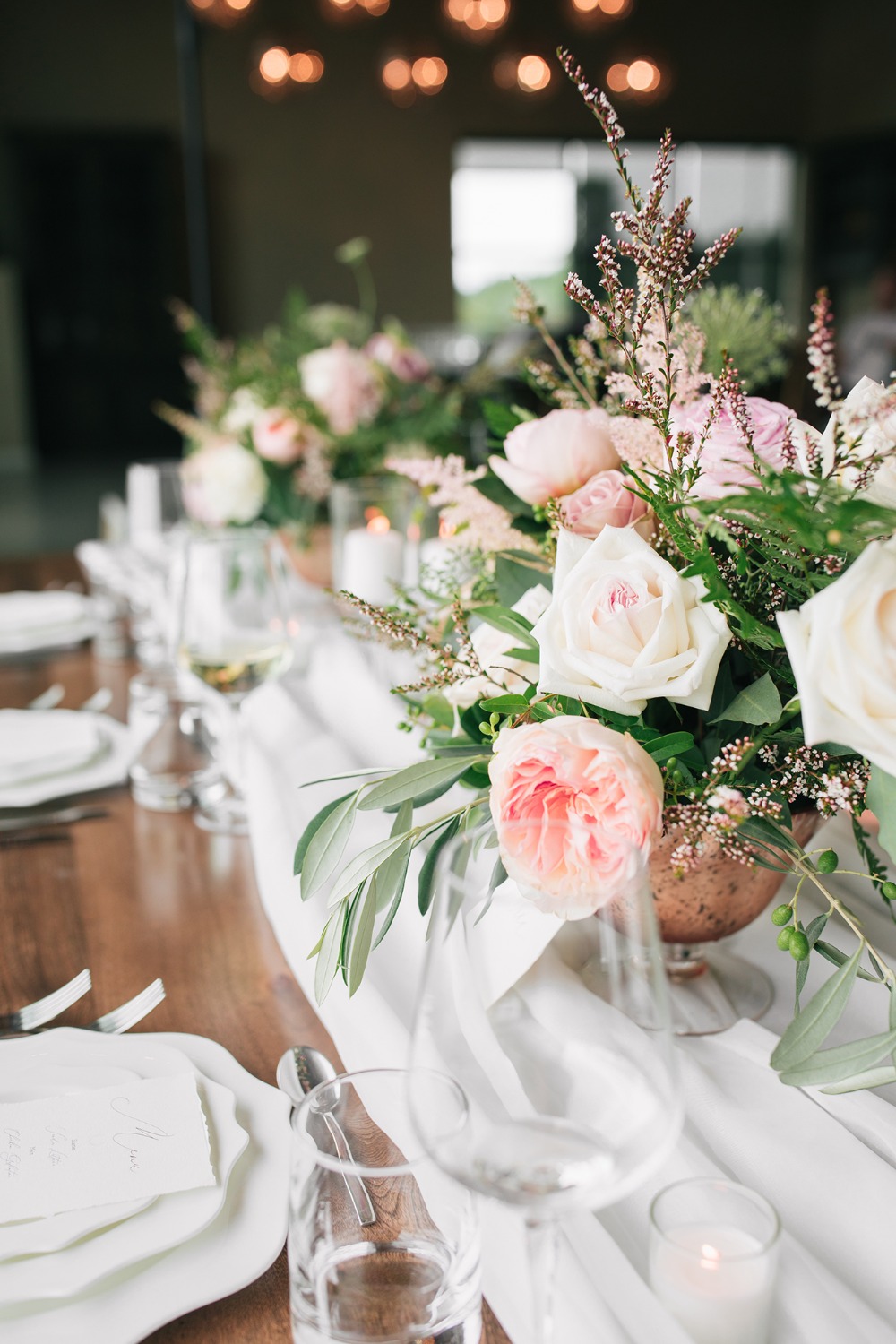 blush and white wedding centerpieces