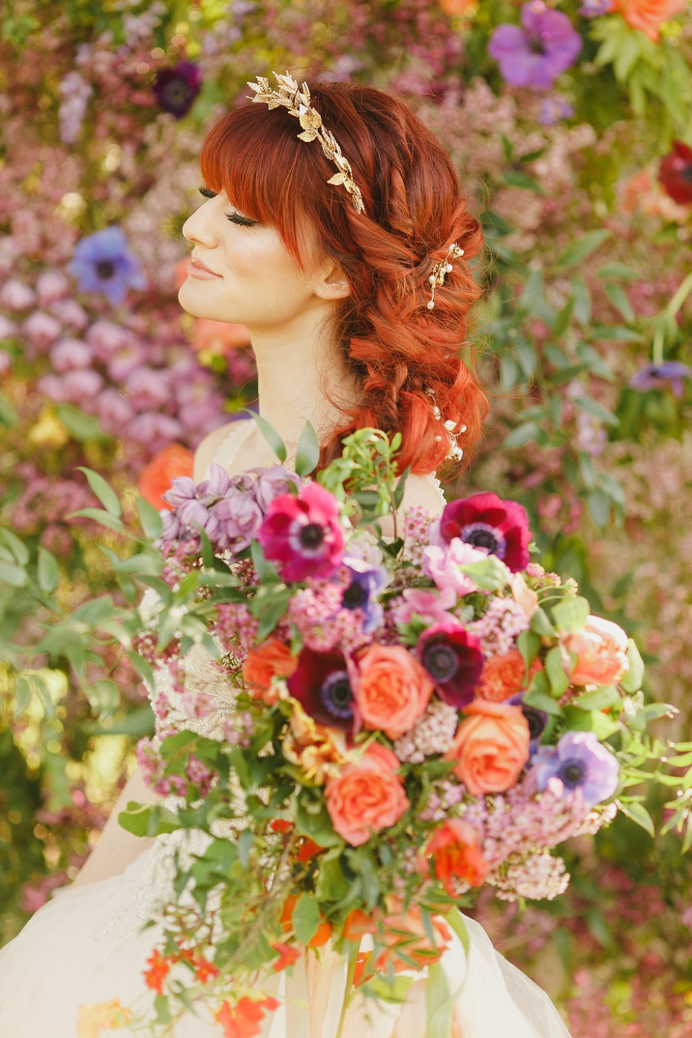 Floral Fairytale Shoot at Heavenly Oaks Flower Farm Bride and Bouquet