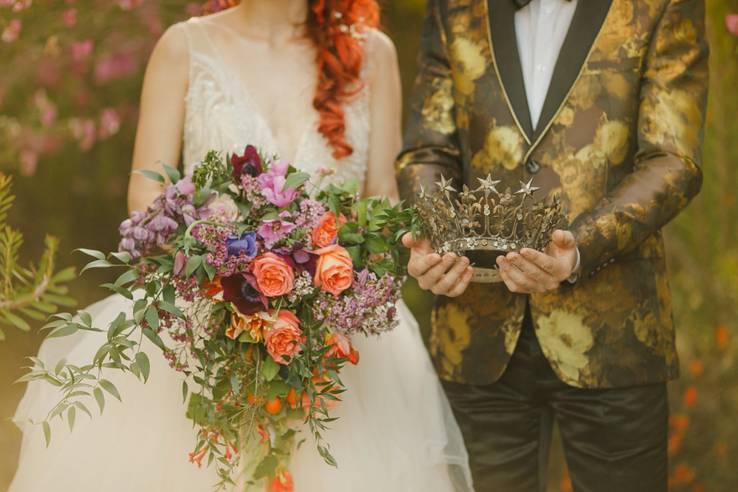 Floral Fairytale Shoot at Heavenly Oaks Flower Farm King and Queen