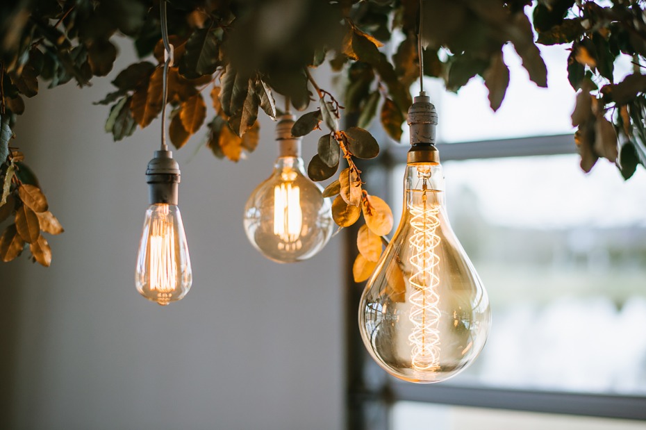 Hanging Edison bulbs for over sweetheart table