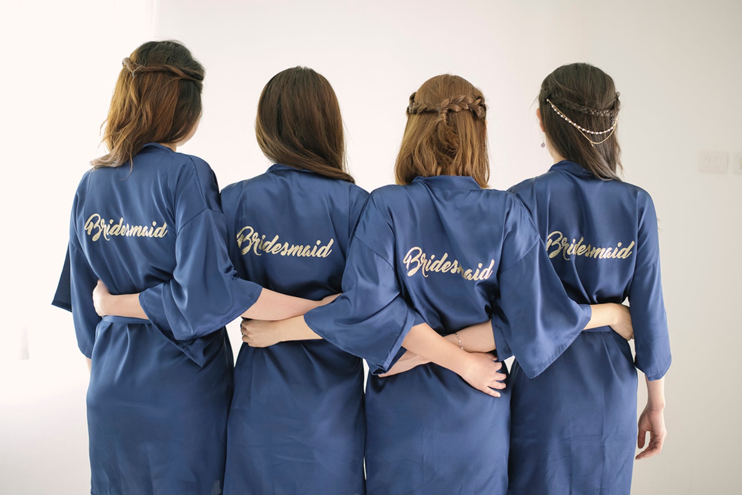 Navy and gold bridesmaid robes