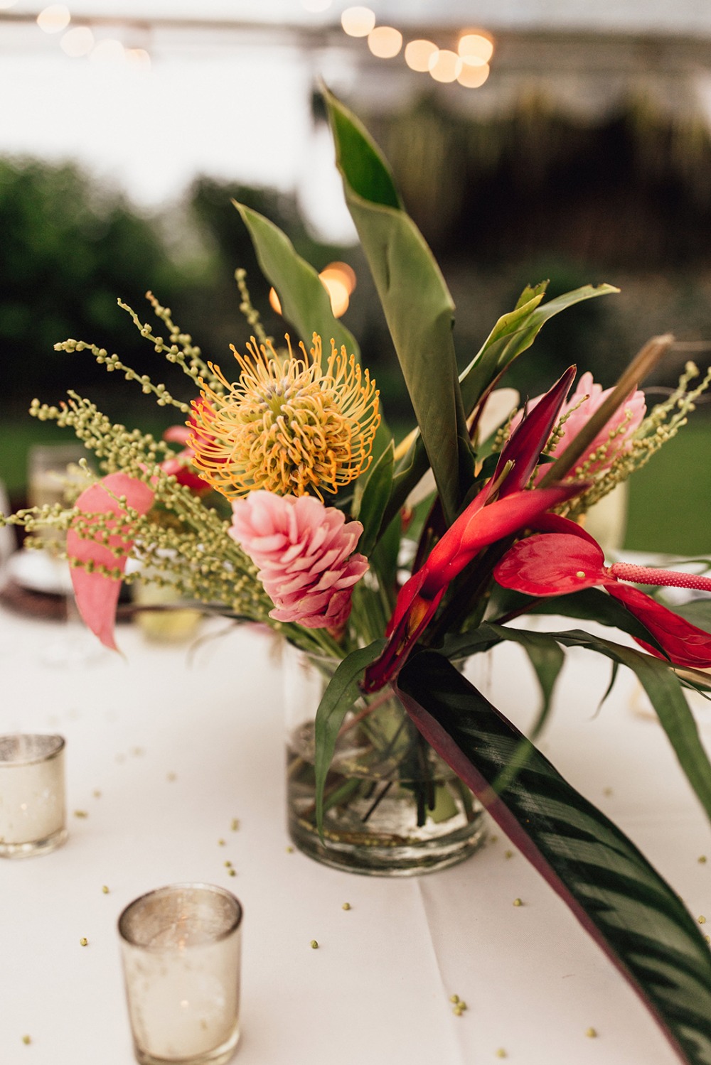 Tropical centerpiece for a Hawaii wedding