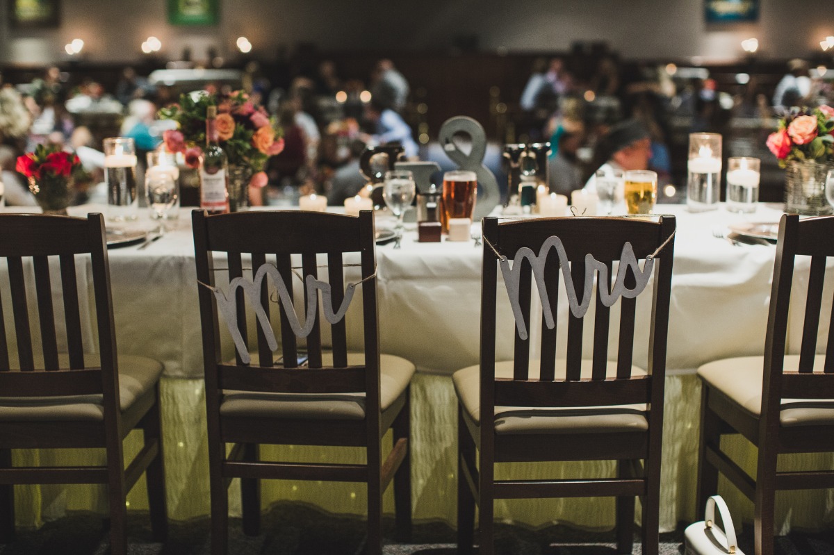 mr and mrs wedding seat signs