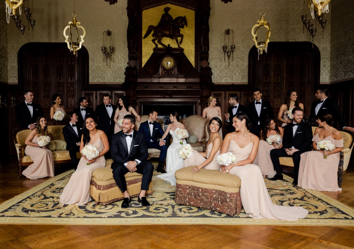 wedding party at a French castle