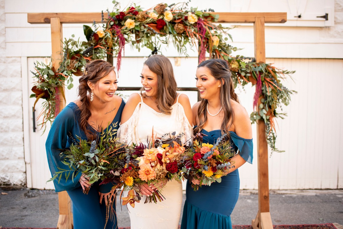 Bridesmaids in blue