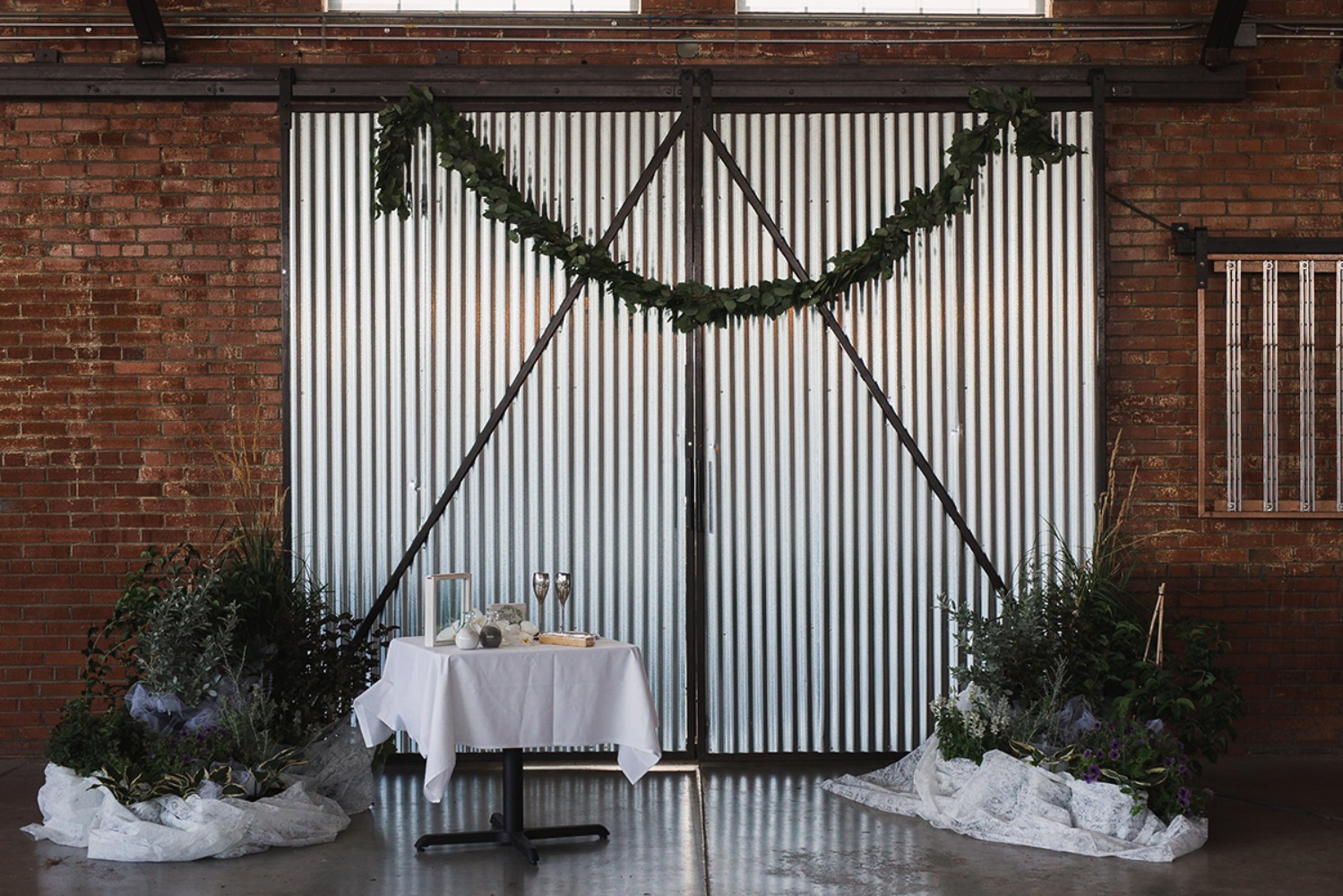 industrial chic wedding ceremony