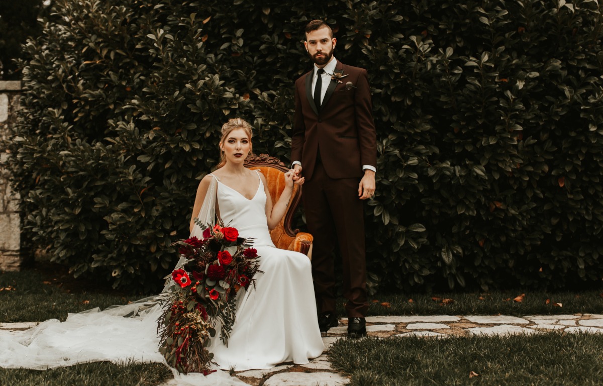 moody fall wedding portraits