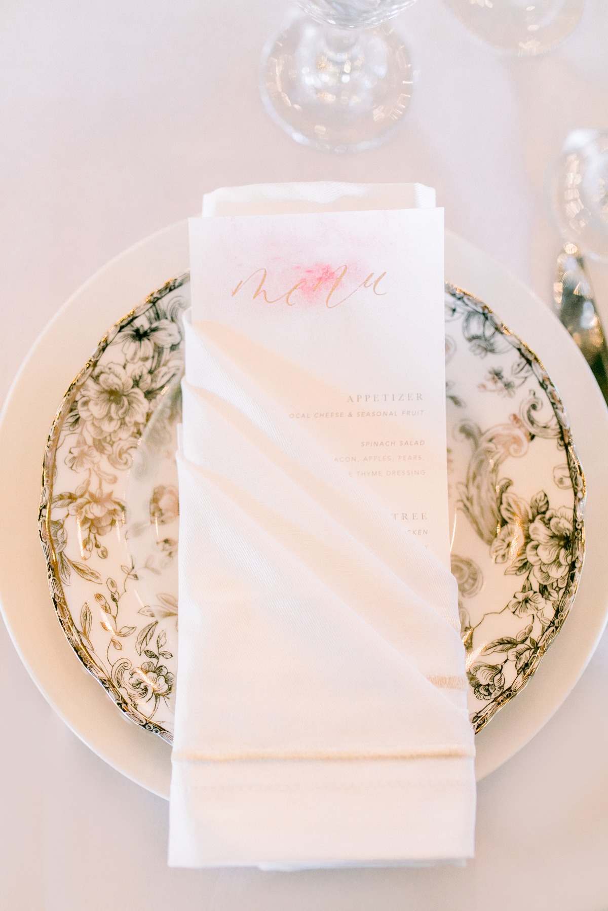 Watercolor wedding menu