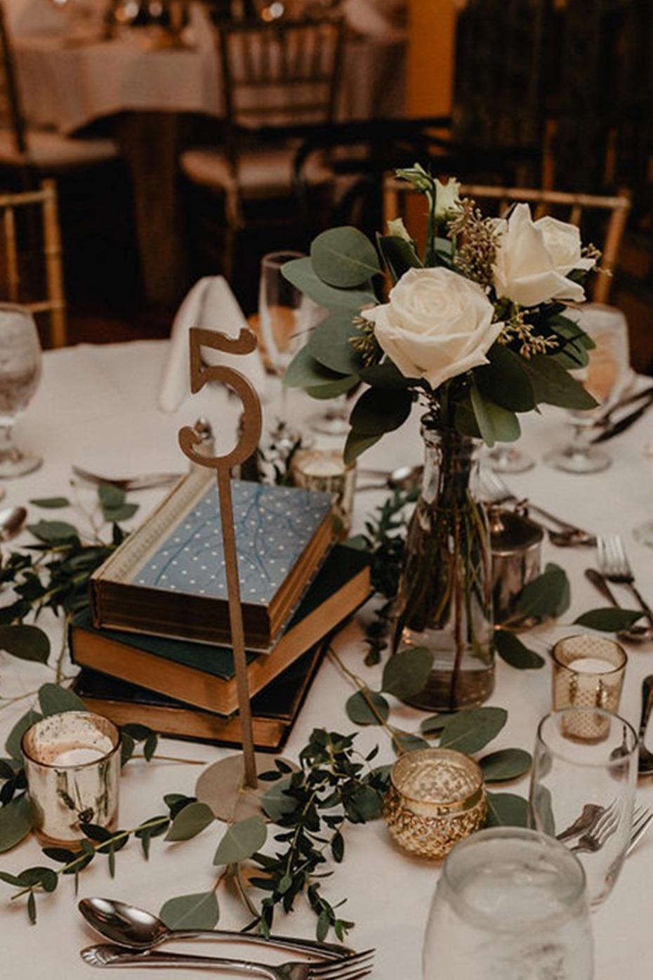 book wedding centerpiece