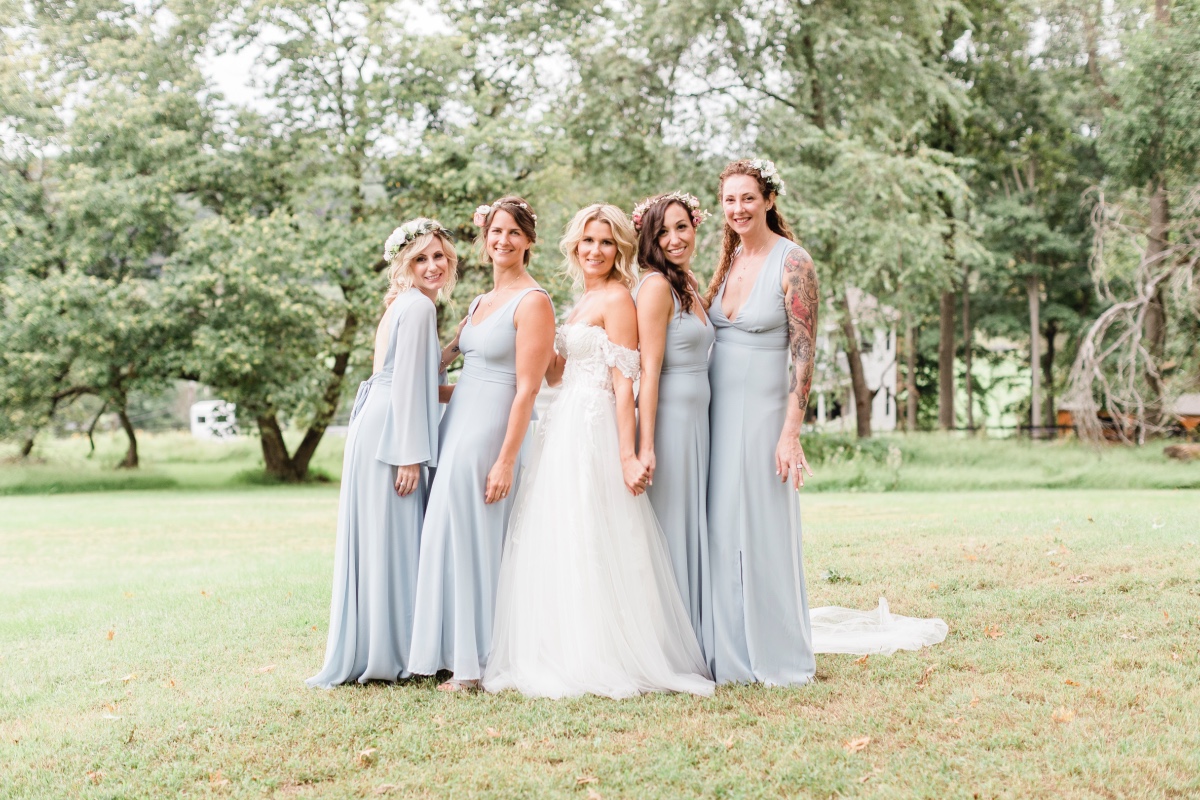 bridesmaids in light blue