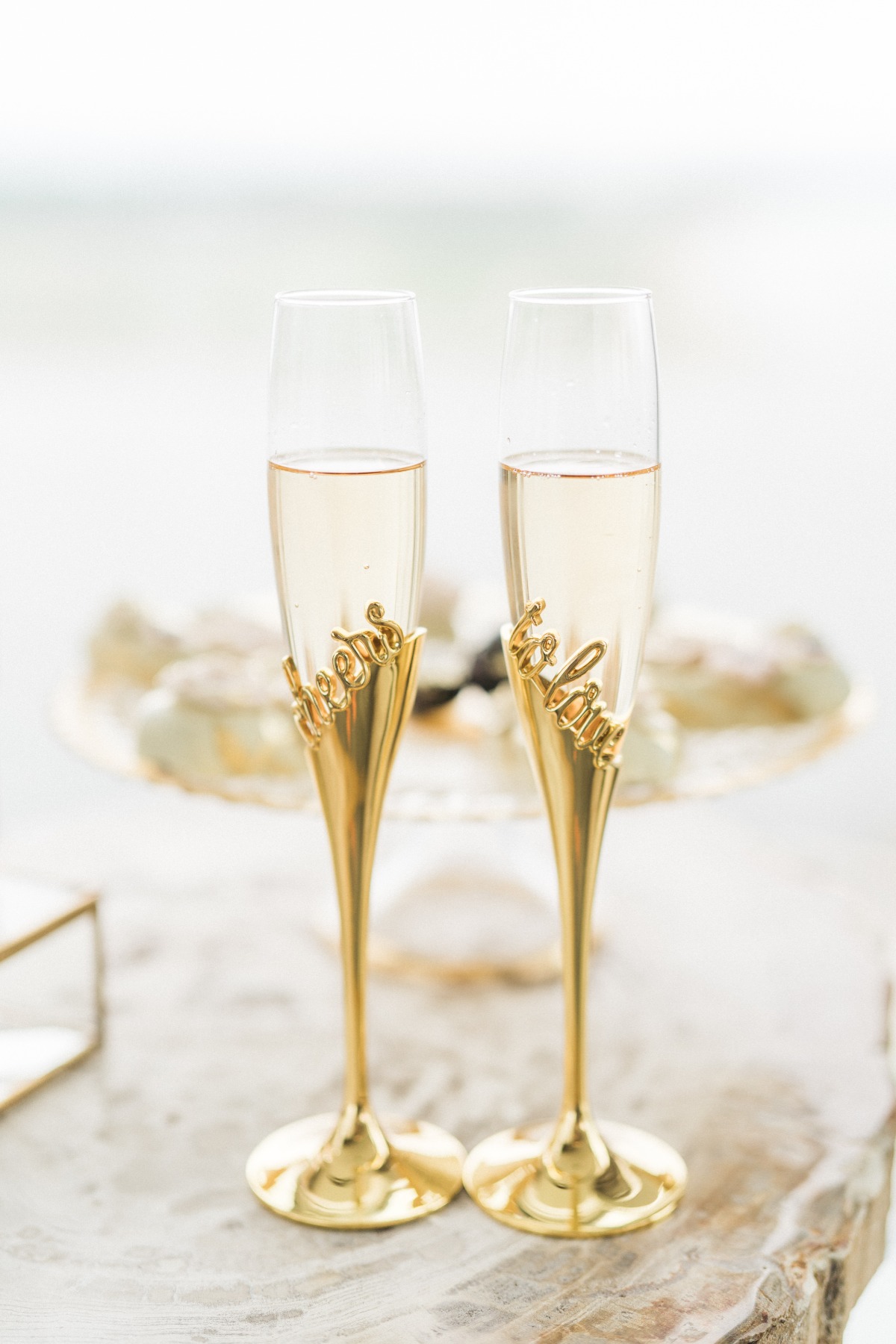 gold champagne flutes