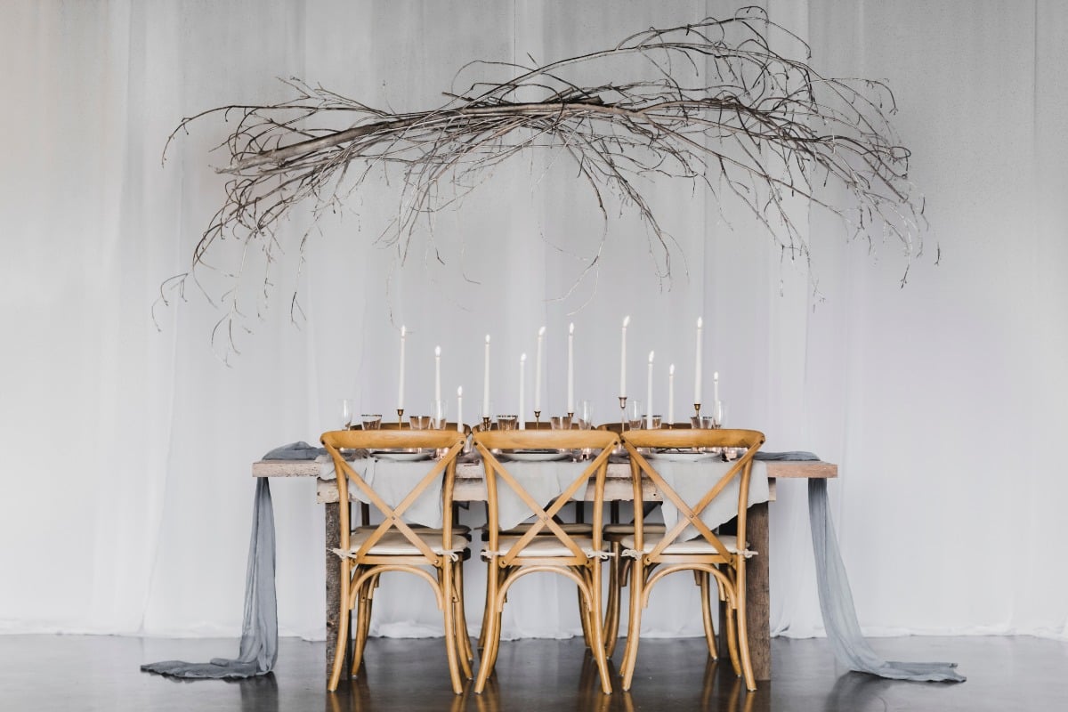 Rustic candle lit table