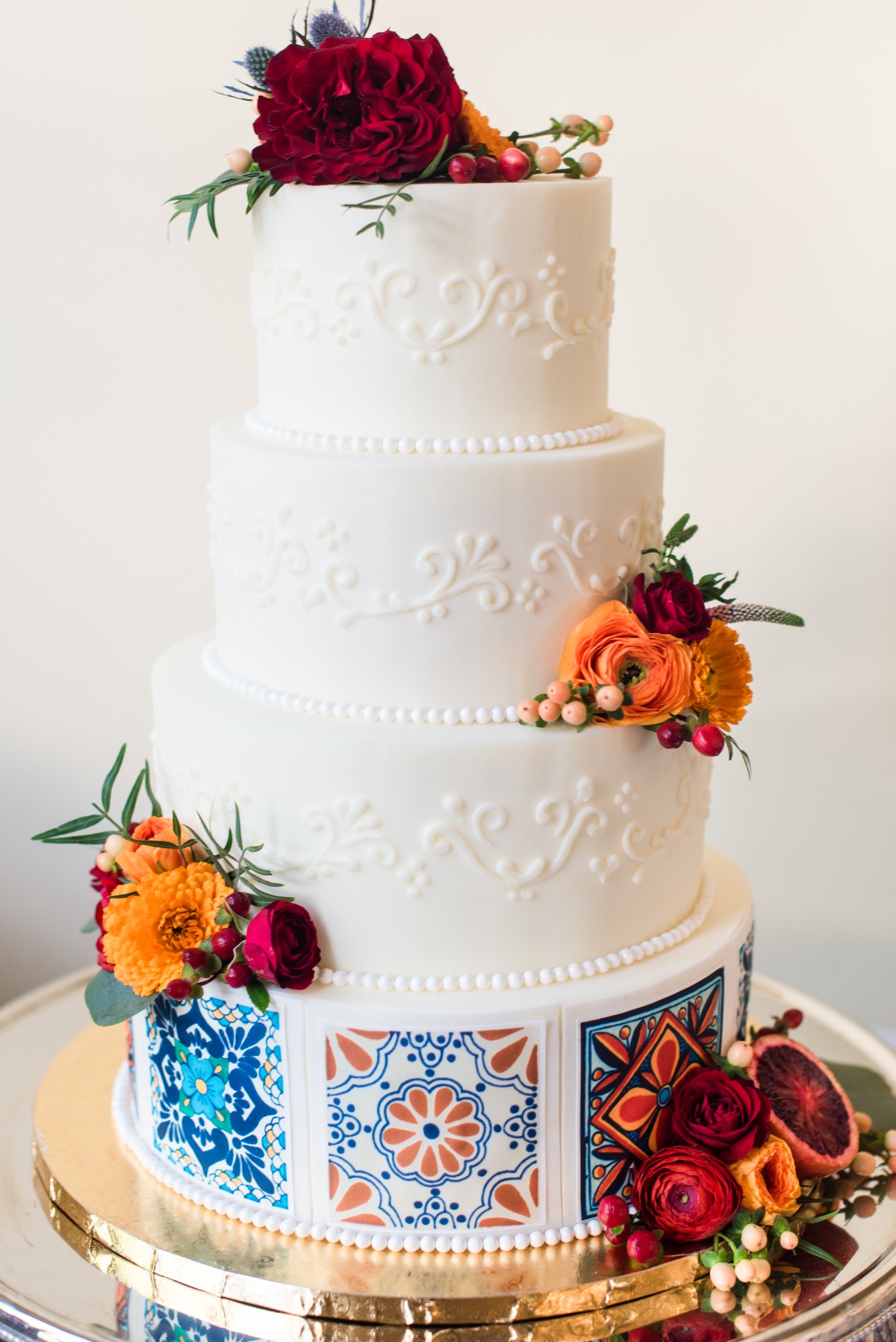 Colorful tile wedding cake