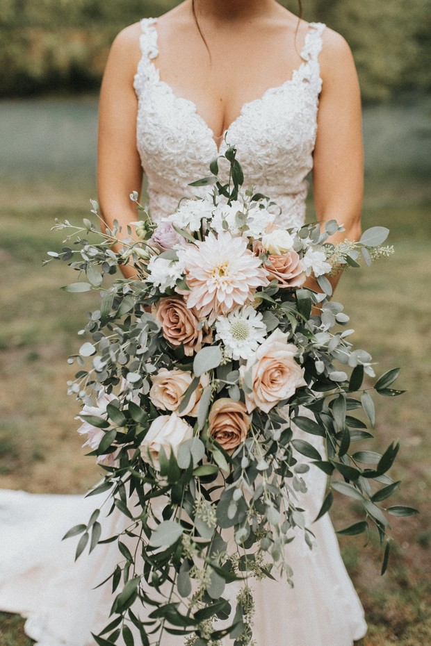 cascading wedding bouquet