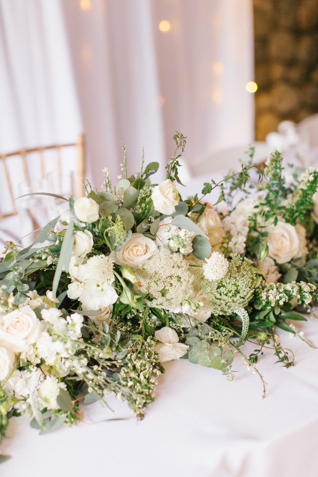 white and greenery table garland