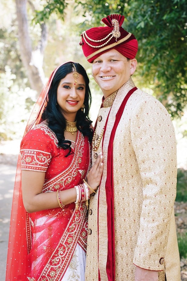 wedding couple in traditional Indian garb