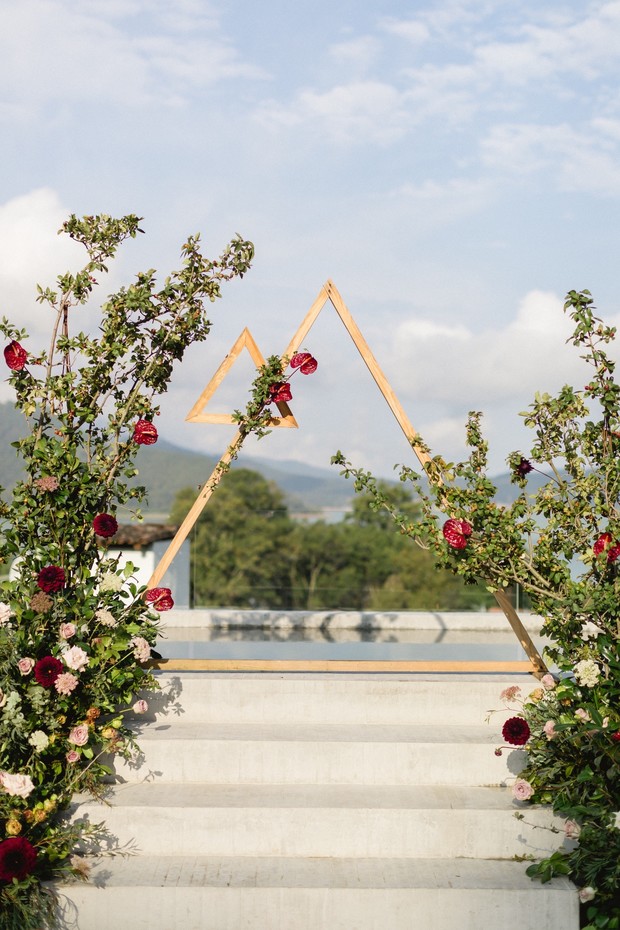 Triangle ceremony backdrop