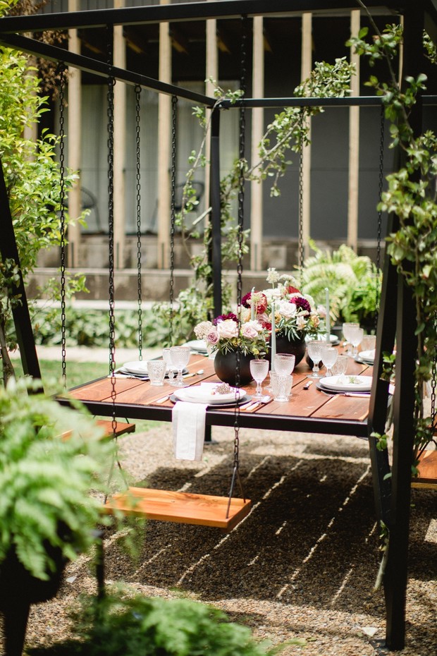 Reception table with swings