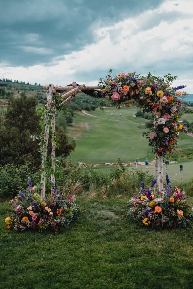 colorful ceremony florals
