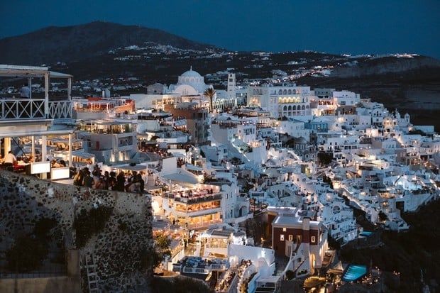 Santorini Greece at night