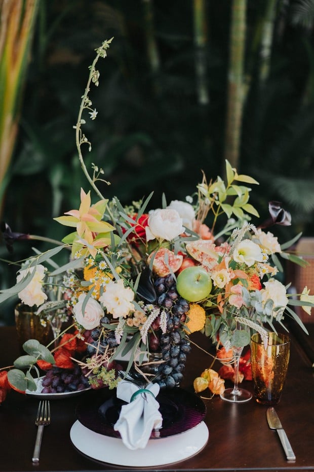 flower and fruit wedding centerpiece