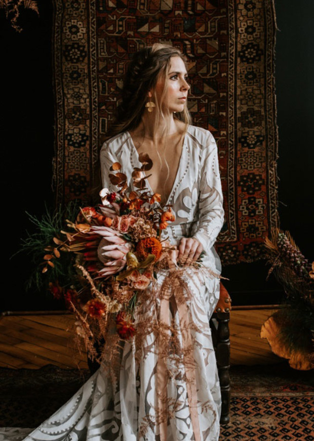 modern bohemian bridal look