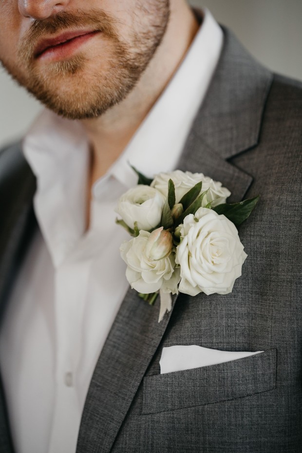 white rose boutonniere