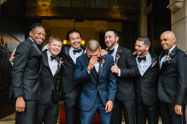 groom in navy suit