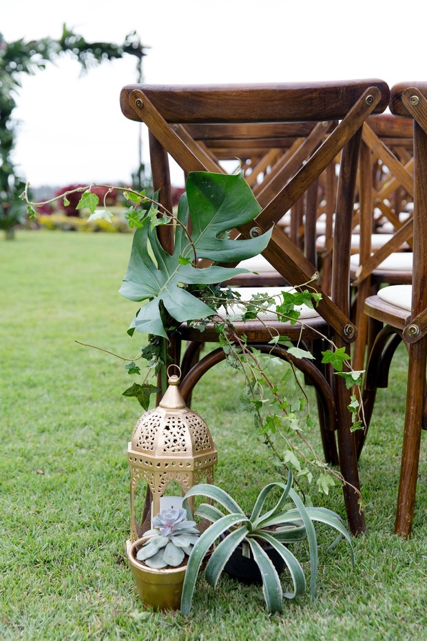 tropical wedding aisle decor