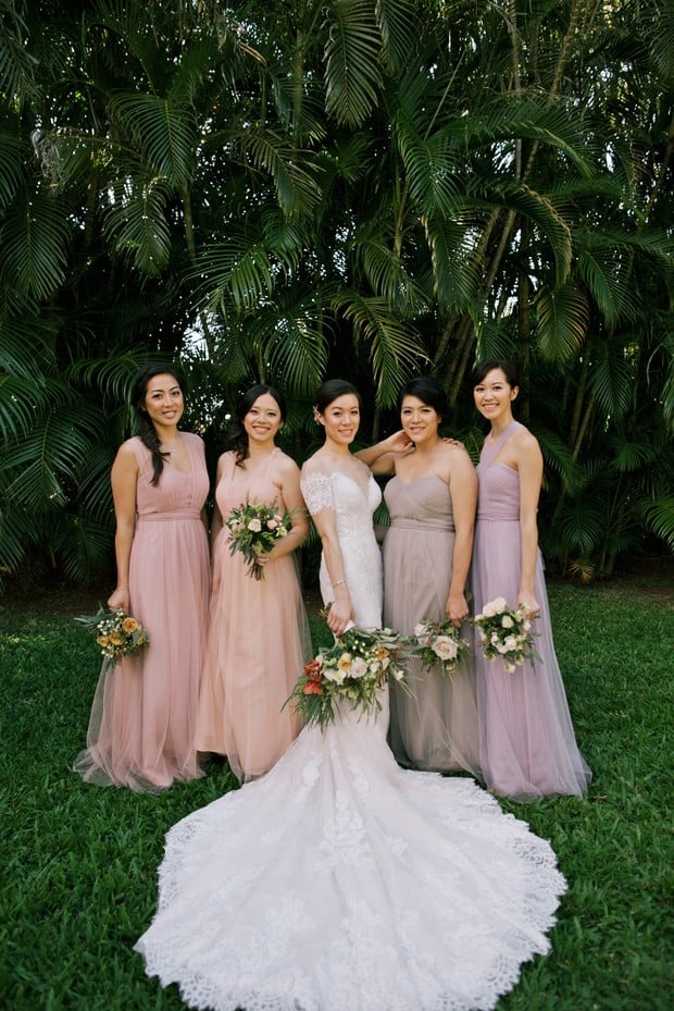 bride and bridesmaids in Hawaii