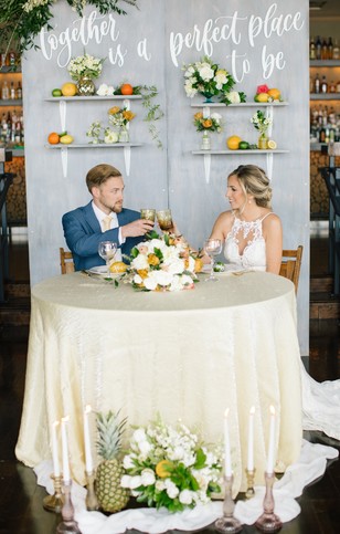 summertime fruit themed sweetheart table idea