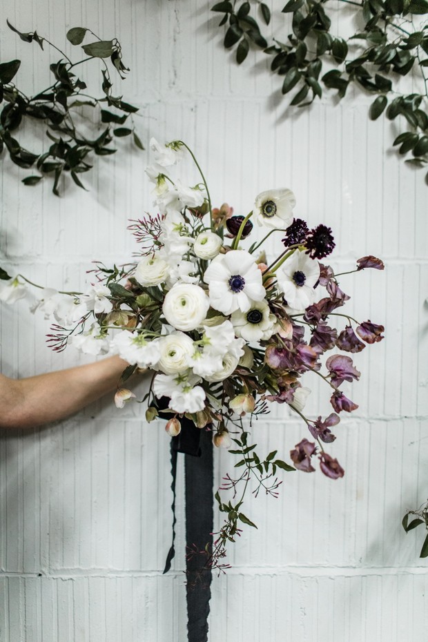 white anemone wedding bouquet