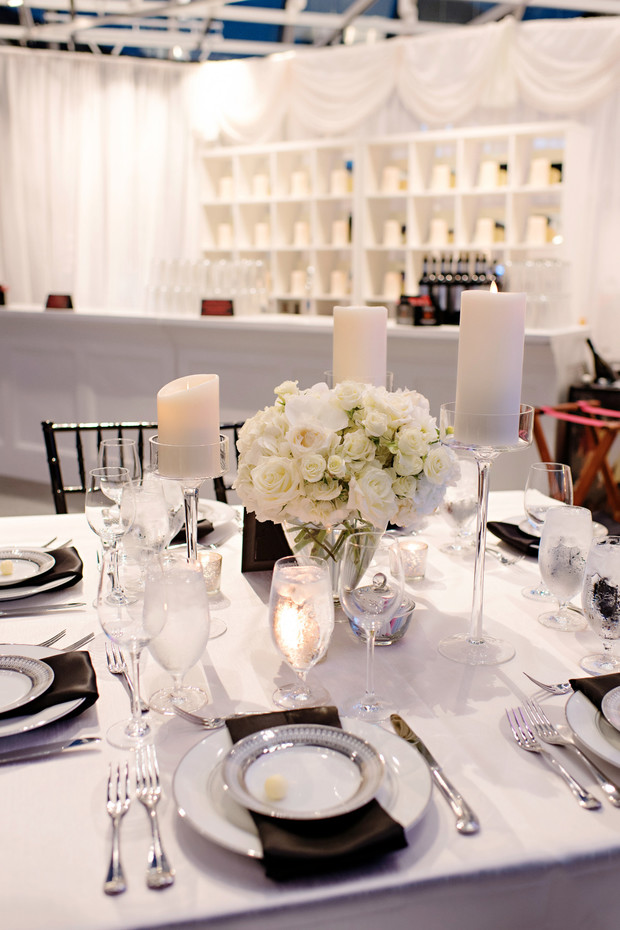 black and white wedding reception