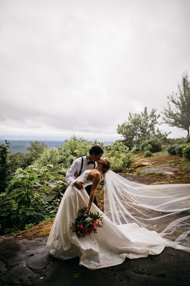 elegant wedding kiss