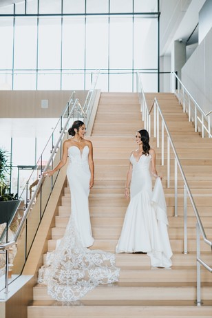 brides on the stairs