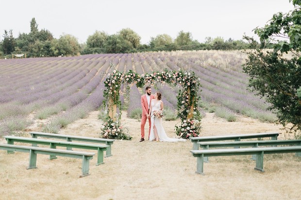 lavender field wedding ceremony backdrop