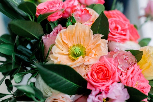 bright and fun wedding flowers