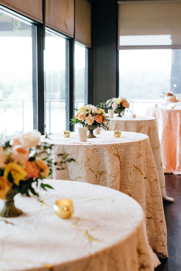 gold and white cocktail tables